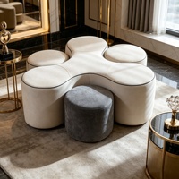 Nouvelle collection : Ensemble modulable créatif de table et chaises de jeu en tissu avec revêtement en velours, canapé en arc et banquette combinée