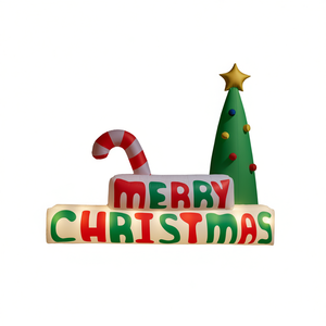 Decoraciones Inflables Navideñas para Jardín, Árbol de Navidad, Bastón de Caramelo, Letrero de Feliz Navidad Iluminado de 8 Pies - Product Image 1
