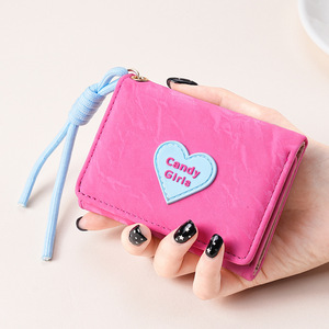 New <b>Sweet</b> Beauty Wallet Short and Portable Pink Wallet Women's Multi functional ID Cash Storage <b>Bag</b> - Product Image 4