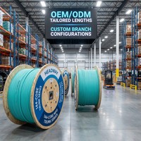 144 Core OM3 MPO to MPO Fiber Trunk Cable OFNP Plenum Rated 12x 12 Core MPO Female to Female High Density 10G 80cm Breakout