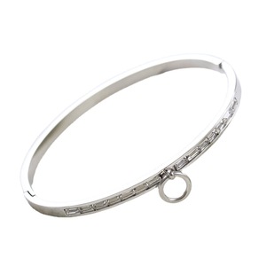 Bracelet tendance 60 mm en acier inoxydable avec une rangée de zircons incrustés et anneau suspendu pour femme, bijou cadeau - Product Image 5