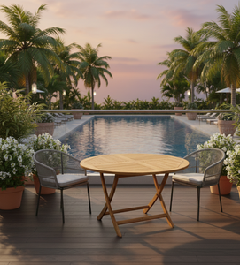 Oval extendable teak <b>dining</b> <b>table</b> perfect for outdoor patios gardens hotels resorts commercial and residential spaces - Product Image 3