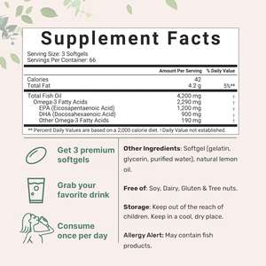 Naturals <span class=keywords><strong>Ultimate</strong></span> Omega limone sapore ad alta potenza Omega 3 olio di pesce integratore con EPA & DHA promuove la salute del cervello e del cuore - Product Image 5