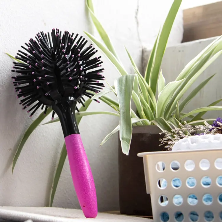 Gloway Custom 360 Degree Ball Comb Hairbrush Salon Professional Hair Styling Heat Resistant 3D Round Detangling Curly Hair Brush