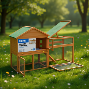 Ejercicios para mascotas Eizrm: Jaula de madera maciza para conejos de 73x23.8x43.1 pulgadas, color marrón, para exteriores, con corral, muebles duraderos para mascotas medianas - Product Image 2