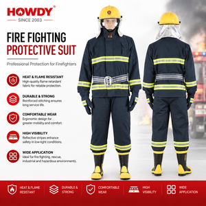 HOWDY Combinaison <span class=keywords><strong>de</strong></span> pompier en coton ignifuge, vêtements <span class=keywords><strong>de</strong></span> protection contre le feu, combinaison <span class=keywords><strong>de</strong></span> protection professionnelle pour la lutte contre les incendies - Product Image 1
