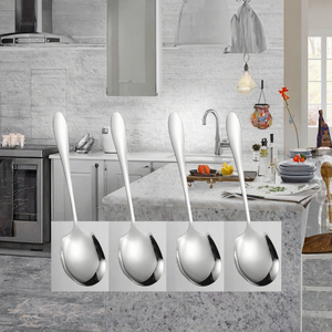 Buffet Serving Spoons <b>Stainless</b> <b>Steel</b> Cooking Serving <b>Utensil</b> Silver Slotted Spoons Set for <b>Kitchen</b> Dining Table - Product Image 3