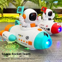 Jouet fusée spatiale électrique avec éclairage et musique, pour enfants, avec fonctions de levage multidirectionnel et de rotation, et figurine d'astronaute