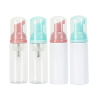 Échantillon gratuit de flacon pompe transparent pour nettoyant visage, 50 ml, 60 ml, flacon en plastique transparent pour savon liquide avec pompe à mousse rose