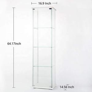 סין מותאם אישית זכוכית תצוגת ראווה ארון יין ארון תצוגת תיק מקרה מדף ספרים 4 מדפים עם דלת לסלון - Product Image 4