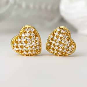 ของขวัญวาเลนไทน์แฟชั่น ต่างหูรูปหัวใจสำหรับผู้หญิง ชุดเต็มประดับเพชรซิร์คอน ชุบทอง ต่างหูแบบติดหูรูปหัวใจสุดอินเทรนด์ - Product Image 3