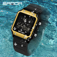 Jam Tangan Sanda 2174 Model Terbaru Mewah Antik untuk Pelajar, Olahraga, Multifungsi, Tahan Air 5BAR, Digital, Stopwatch, Alarm