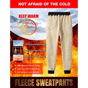FOXA Men's Fleece <b>Joggers</b> Winter Warm <b>Sherpa</b> Lined Sweatpants Elastic Waist Active Wear - Product Image 3