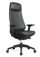 Chaise de bureau ergonomique moderne à dossier haut noire avec accoudoirs réglables 4D et châssis inclinable à détection de poids