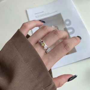 Dylam Minimalist Fashion Collection Rhodium Plated Sterling Silver Infinite Elements Zirconia Colorful Heart <b>Adjustable</b> <b>Ring</b> - Product Image 6