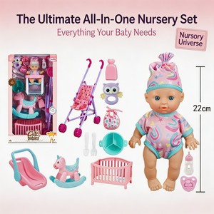 Juego <span class=keywords><strong>de</strong></span> Muebles para <span class=keywords><strong>Muñecas</strong></span> EPT, Muñeca Realista <span class=keywords><strong>de</strong></span> 22 cm con Cochecito, Cuna, Silla Alta, Silla Mecedora <span class=keywords><strong>de</strong></span> Unicornio, Juguete <span class=keywords><strong>de</strong></span> Juego <span class=keywords><strong>de</strong></span> Roles para Guardería - Product Image 4