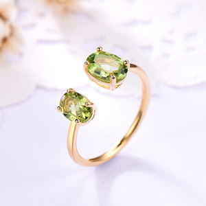 Bagues de fiançailles à la mode pour femmes bijoux fins 925 argent Sterling péridot naturel pierre précieuse bague ouverte - Product Image 1