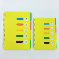 Cuaderno Espiral Colorido con 5 Pestañas de Índice, 100 Hojas, Tamaño A5/B5, Tapa Dura de PP, Diario para la Organización Escolar y de Oficina, Regalo