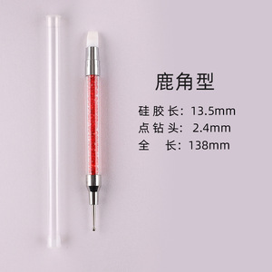 Outil de manucure double usage en gros avec poignée en strass, outil DIY pour ongles, applicateur de strass en silicone double extrémité, stylo à points pour ongles - Product Image 3