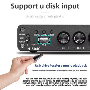 Kỹ thuật số HIFI 4 kênh khuếch đại âm thanh sốt <span class=keywords><strong>USB</strong></span> Flash Drive Player Hợp kim nhôm nhà ở <span class=keywords><strong>Power</strong></span> <span class=keywords><strong>Amp</strong></span> - Product Image 4