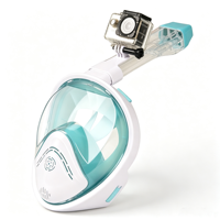 Masker Snorkel Full Face Anti Bocor Anti Embun untuk Remaja, Olahraga Air Profesional, Hijau, ROHS, Nyaman, Tahan Gores