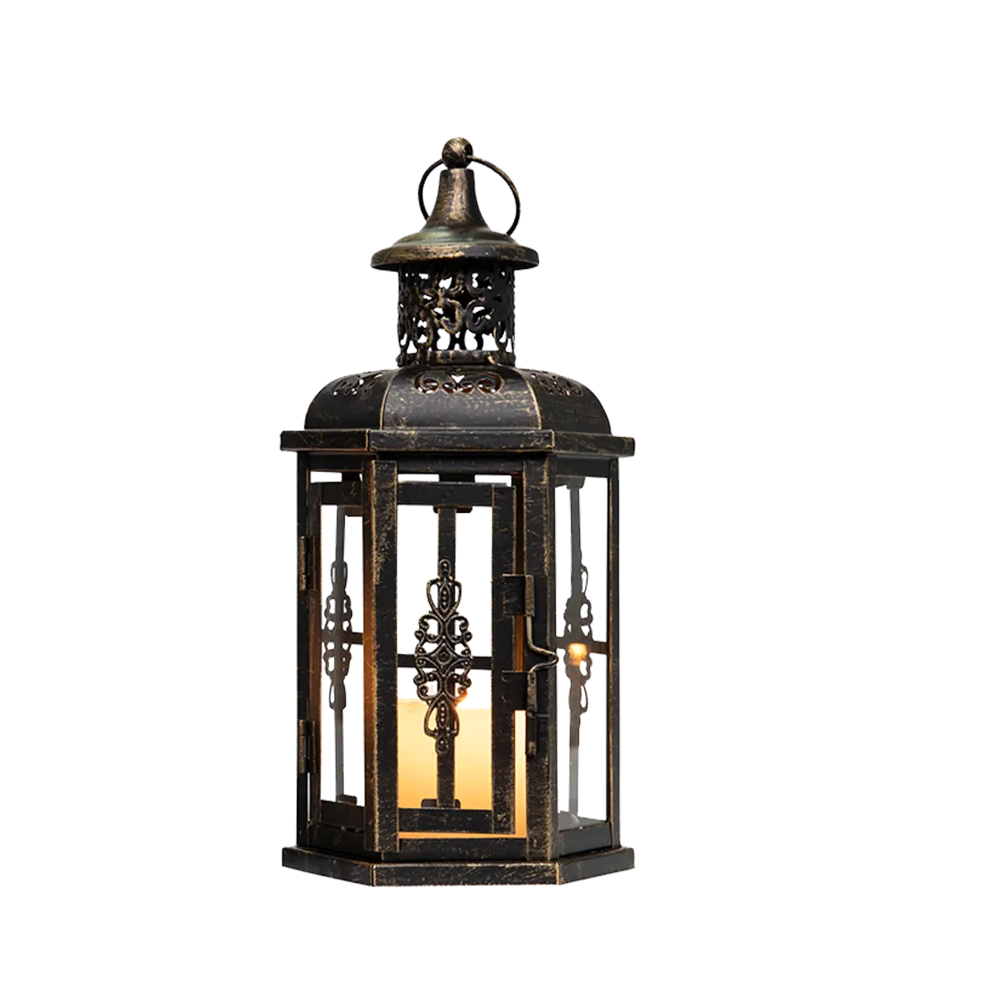 Black Metal Candle Holder Lantern Decorative Hanging Lantern for Candles Great for Indoor Outdoor Party Halloween Decor