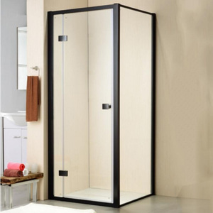 Paroi de <span class=keywords><strong>douche</strong></span> moderne en verre avec cadre noir, cloison de salle de bain fixe, cabine de <span class=keywords><strong>douche</strong></span> en verre trempé dépoli pour hôtel - Product Image 4