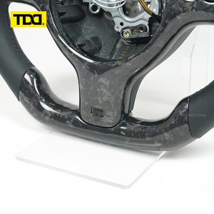 Volant en cuir suédé italien personnalisé TDD, en fibre de carbone forgée, compatible avec BMW E46 M3 M5 E46 E39 X5 E53 Z3 E36 - Product Image 3