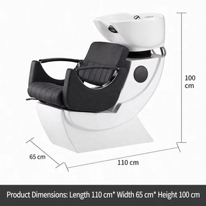 Fauteuil de lavage moderne en céramique pour salon avec cuir rembourré, repose-pieds réglable, équipement de spa de haute qualité - Product Image 6