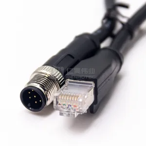 M12 RJ45 Kabel Ethernet Konektor Perakitan M5 M8 M12 2 3 4 5 6 8 12 Pin Pin Kustom Laki-laki Perempuan Tahan Air Ip67