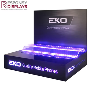 アクリル電話ディスプレイスタンドカウンタートップ用クリアデスクトップラック耐久性スマートフォンホルダーモダン小売店展示ショーケース - Product Image 4