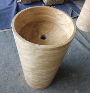 <span class=keywords><strong>Lavabo</strong></span> de Pedestal independiente de mármol travertino <span class=keywords><strong>Beige</strong></span>, lavabos de baño para Hotel y hogar para aplicación de lavado, Material de <span class=keywords><strong>piedra</strong></span> - Product Image 3