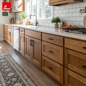 Ensemble de meubles de cuisine complets Allandgroup pour intérieur, en bois naturel, style shaker, chêne campagnard, rénovation de cuisine avec évier de <span class=keywords><strong>ferme</strong></span> - Product Image 3