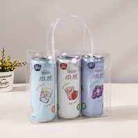 Sacs fourre-tout publicitaires personnalisés en PVC transparent réutilisables à faible MOQ avec poignées, imprimés de dessins animés, pour la plage, les cadeaux et le shopping