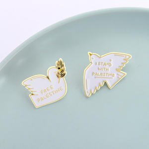 2 insignias de Pin de solapa de esmalte de Metal de Palestina gratis, alfileres de esmalte suave de Paloma de la paz de Palestina gratis para ropa - Product Image 4
