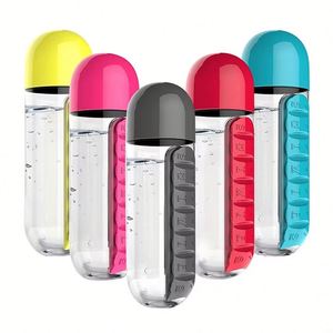 Botella de Agua Portátil Multifuncional de Plástico con Compartimento para Pastillas, Color Personalizado, Venta Caliente 2024 - Product Image 2