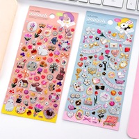 Feuilles d'autocollants en cristal floraux Kawaii pour animaux de compagnie, mini figurines de chat et de lapin, autocollants tridimensionnels éducatifs, cadeaux promotionnels faits à la main