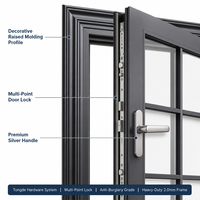Porte en aluminium de style français MEIXIN ORLANDO X65, double vitrage, isolation thermique et phonique, villa, jardin, patio, salon, entrée, hall