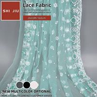 Tissu en maille de dentelle 100 % polyester ultra-fin 20D bleu respirant 25 g/m² pour entoilage ou emballage floral, tissu en tulle doux comme de la soie