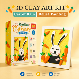 Kit de Peinture en Argile 3D Cadre Photo Thème Lapin Carotte Art en Relief Non Toxique DIY Décoration Maison Cadeau pour Enfants Vente en Gros OEM - Product Image 1