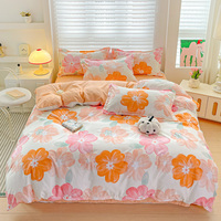 Chic Sweet Love Pattern Flach betttuch Set Schön gefühlter Bett bezug Vierteiliges Bettwäsche set
