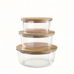 Special Round Glass Plastic Lid <b>Lunch</b> <b>Box</b> Home Crisper Bento <b>Box</b> Microwave Safe Durable Environment-Friendly for Newborns - Product Image 3