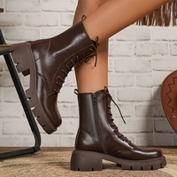 Hiver Nouvelles bottes Martin rétro pour femmes Talons épais et semelles épaisses à lacets Bottes courtes polyvalentes à la mode et confortables