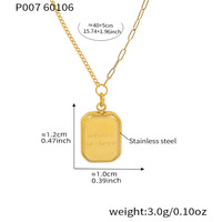 Collier pendentif carré gravé moderne KITI, charme minimaliste en or, plaqué or 18 carats, acier inoxydable, bijoux de tous les jours pour femmes