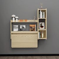 Bureau pour ordinateur portable pliable mural de 41 pouces avec étagère de rangement Design flottant pour les petits espaces de chambre à coucher