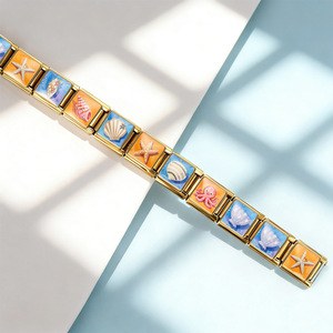 Bracciale Modulare in Acciaio Inossidabile con Charm Italiani da 9mm, Tema Oceano, Spiaggia, Conchiglie e Stelle Marine, Accessori Fai-da-Te per Gioielli - Product Image 5