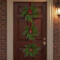 Guirlande de Noël ou de Remise de Diplôme Verticale à 3 Niveaux de Haute Qualité, Décoration Suspendue, Ruban en Velours Rouge, Clochettes, Nœuds, Style Ferme pour la Maison
