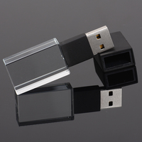 Flash Drive USB 3.0 Asli 32GB Baru Transparan Kristal Bentuk Persegi Panjang untuk Hadiah Pernikahan Perak