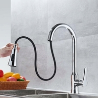 Robinet de cuisine moderne en alliage de zinc à prix d'usine, mitigeur chaud/froid à poignée unique avec douchette extractible flexible