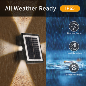 <span class=keywords><strong>Lampe</strong></span> murale <span class=keywords><strong>solaire</strong></span> LED d'extérieur étanche IP65, lumière blanche chaude, pour jardin et cour, avec corps carré en PC et fonction d'éclairage vers le haut et vers le bas - Product Image 4